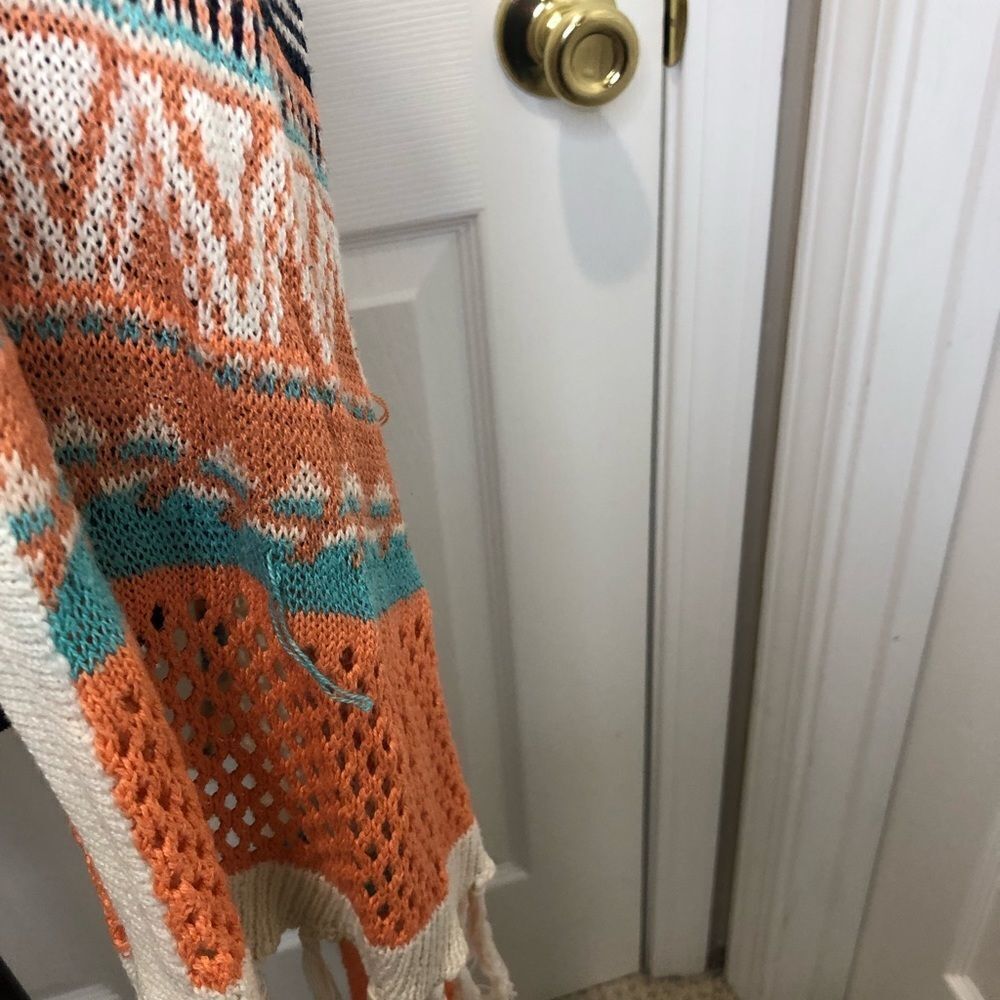No Boundaries teal and orange sweater vest with tassels, size xxl - Picture 3 of 11